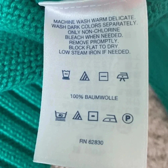 Lands End Cotton Drifter Cable Knit Sweater- Green - Picture 4 of 6